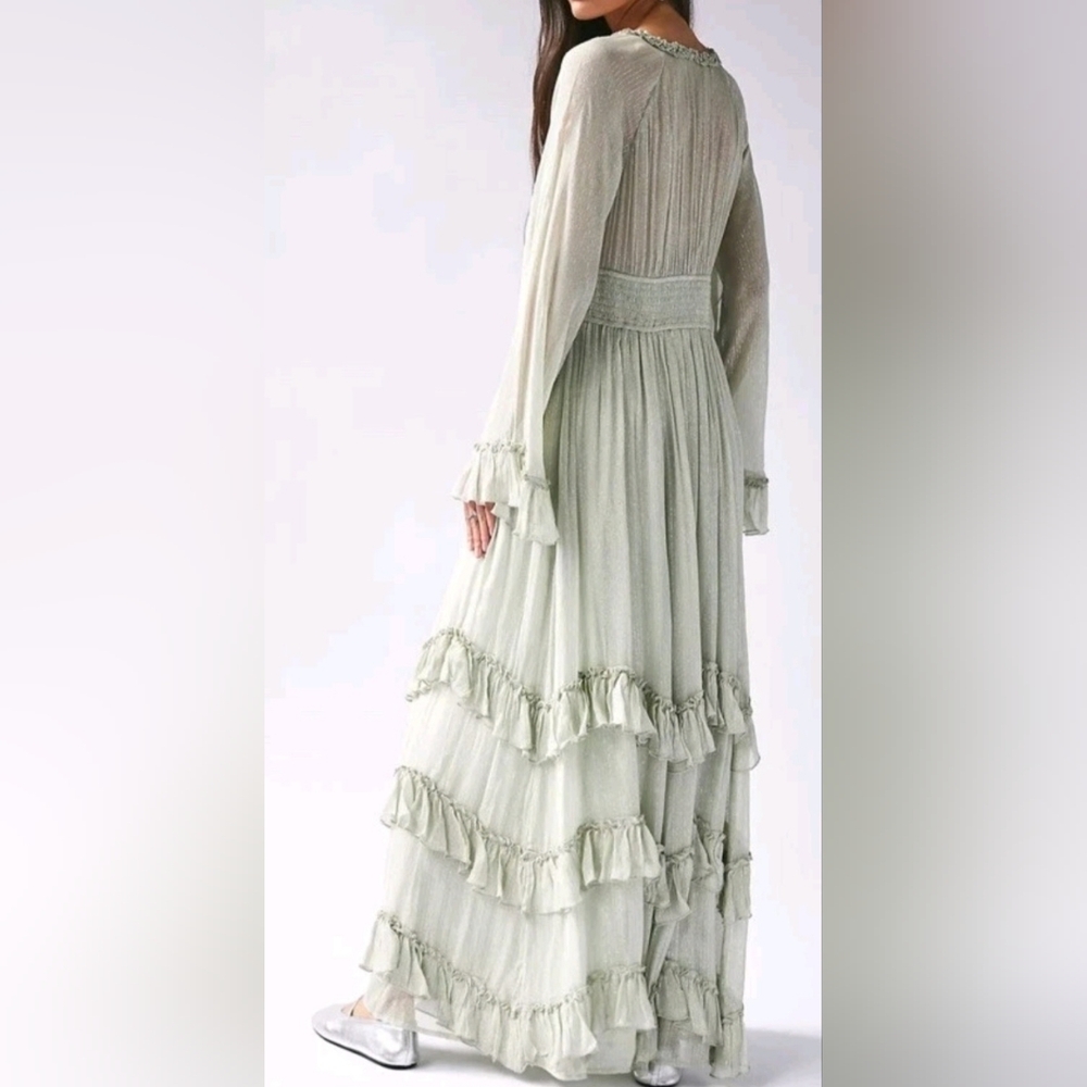 Free People Seraphina Metallic Ruffles Maxi Dress - Picture 3 of 9